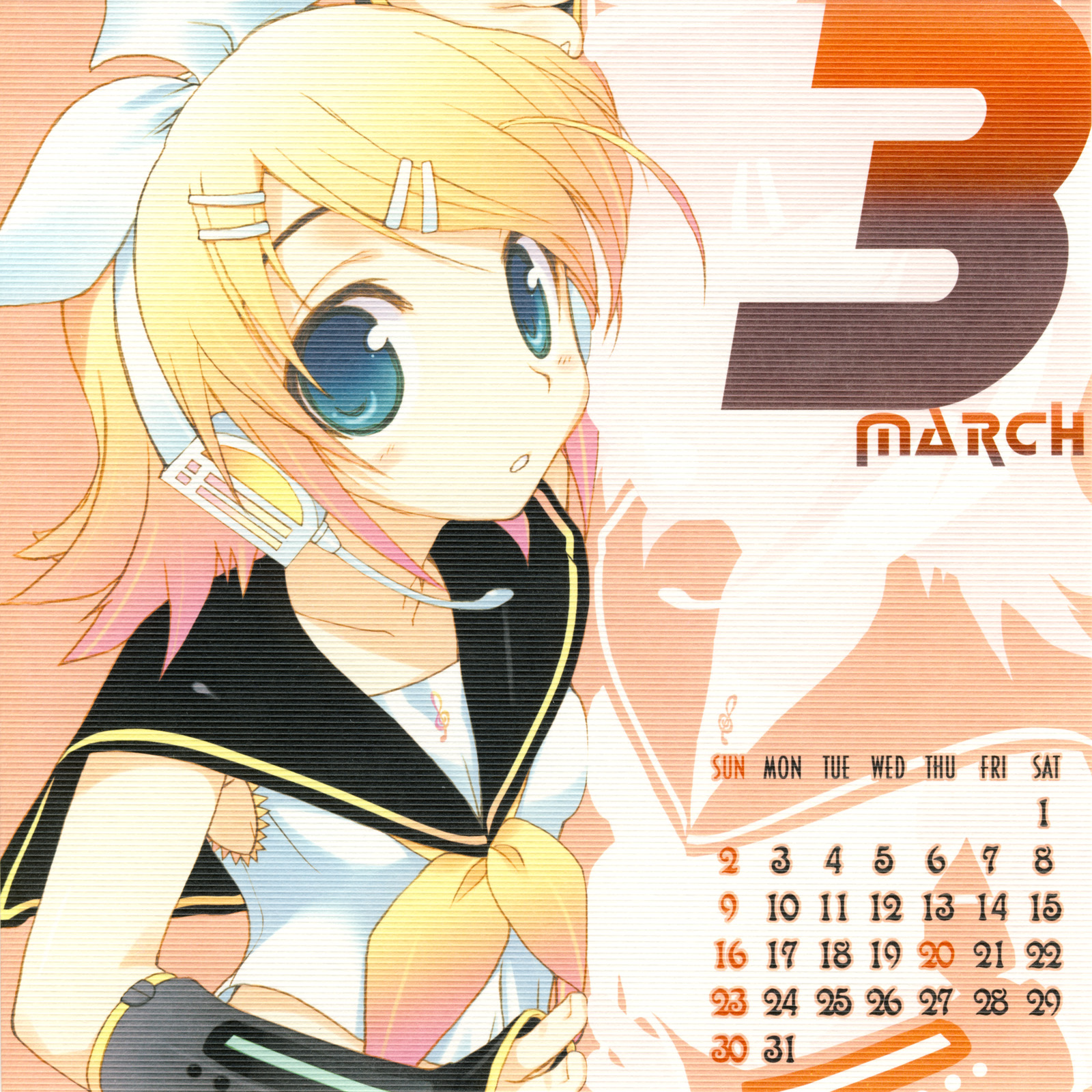 amaduyu tatsuki vocaloid kagamine rin calendar 13773 yande.re